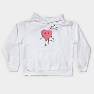 Soccer Heart Player, Retro Soccer Valentines Day Gift Kids Hoodie